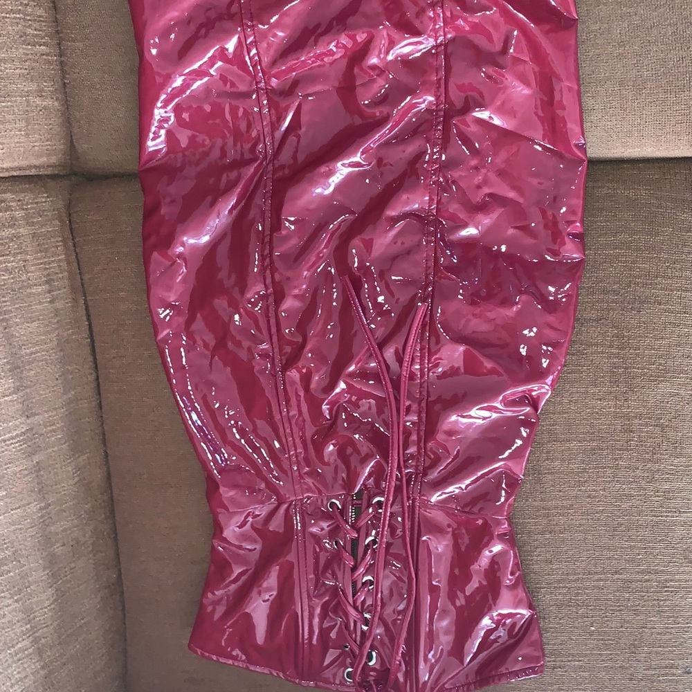 Red latex dress